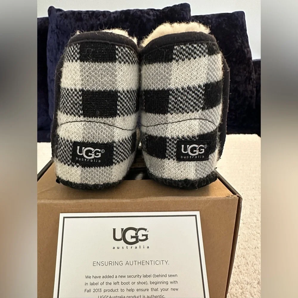 UGG Black and White Plaid Kids Boots